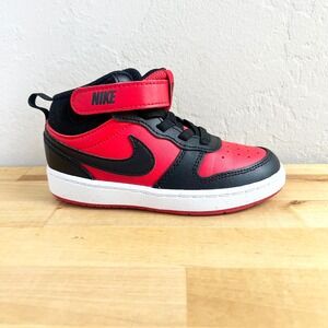 Nike Shoes Court Borough Mid 2 Toddler Size 9C Red Black Sneakers CD7784-602